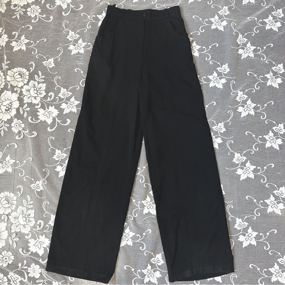 Vintage 80’s Chanel High Waisted Wide Leg Black Trousers